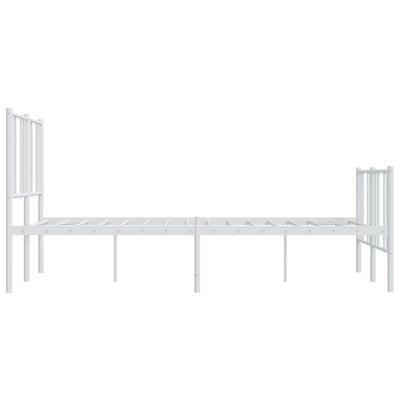 Metal Bed Frame without Mattress with Footboard White 150x200 cm