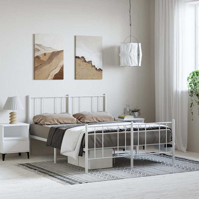 Metal Bed Frame without Mattress with Footboard White 150x200 cm