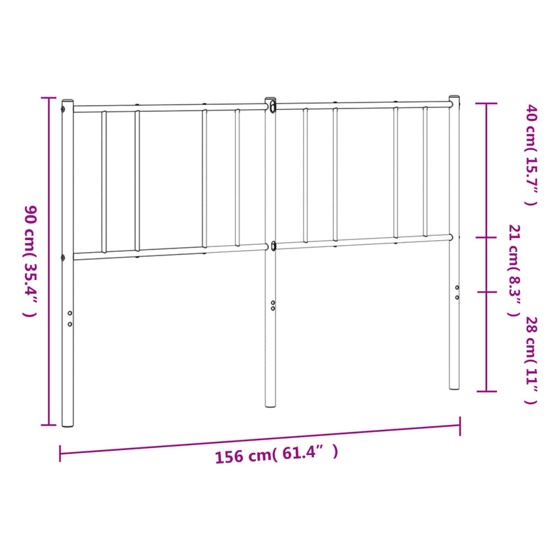 Metal Headboard White 152 cm Queen