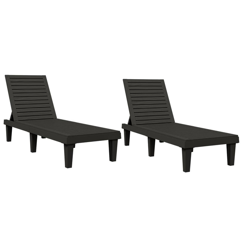 Sun Loungers 2 pcs Black 155x58x83 cm Polypropylene