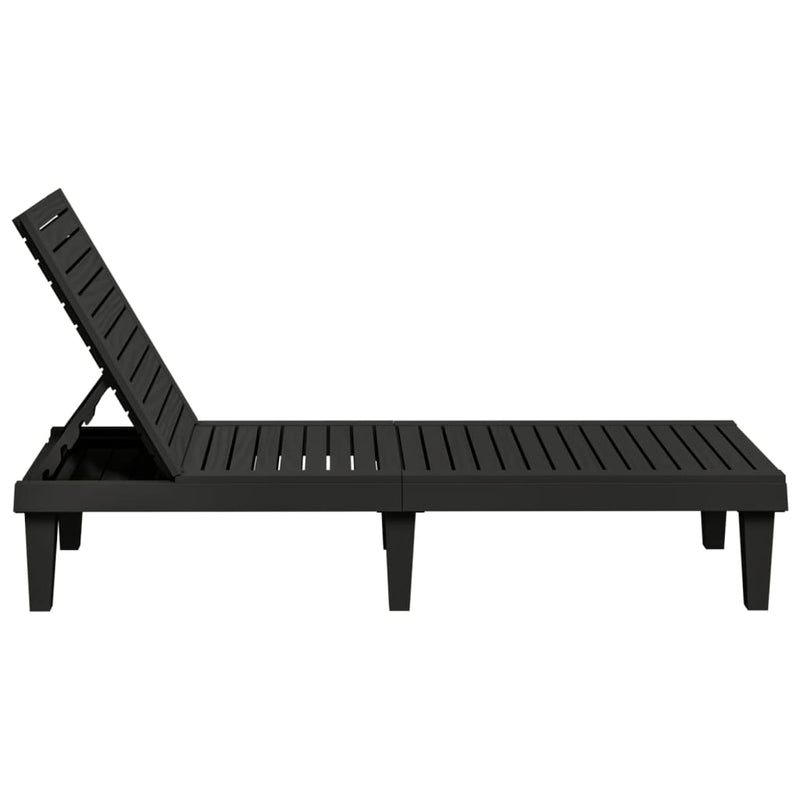 Sun Loungers 2 pcs Black 155x58x83 cm Polypropylene