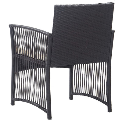 Garden Armchairs with Cushions 2 pcs Black Poly Rattan