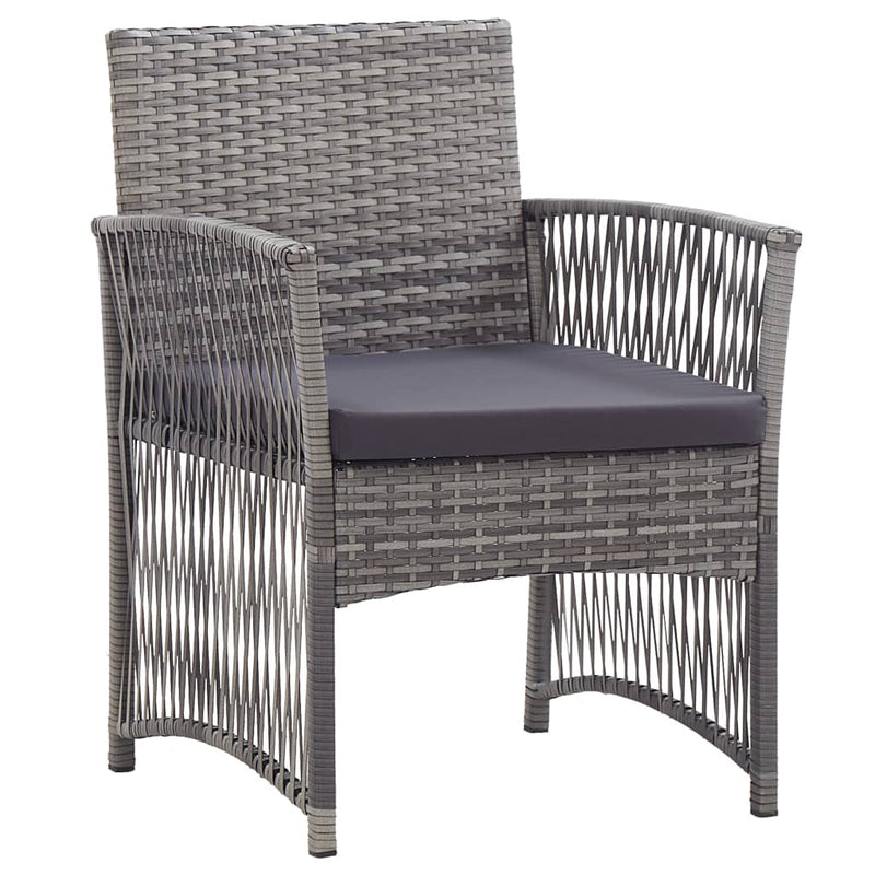 Garden Armchairs with Cushions 2 pcs Grey Poly Rattan