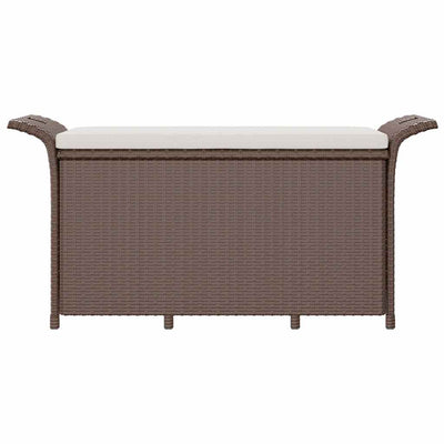 Garden Bench with Cushion Brown 116x46x57 cm Poly Rattan