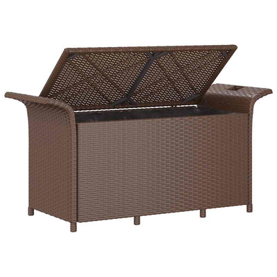 Garden Bench with Cushion Brown 116x46x57 cm Poly Rattan