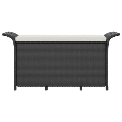 Garden Bench with Cushion Black 116x46x57 cm Poly Rattan