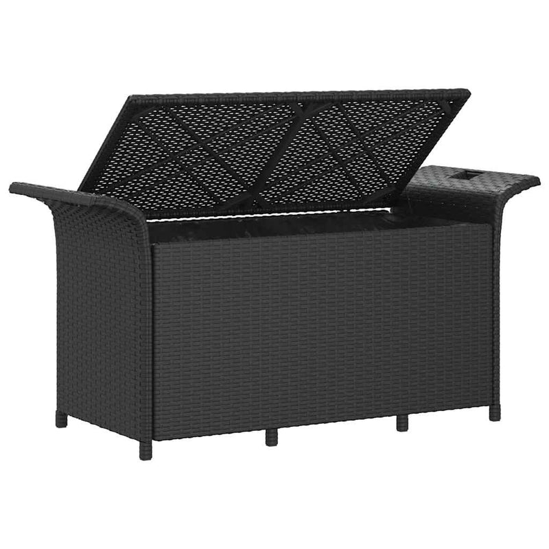 Garden Bench with Cushion Black 116x46x57 cm Poly Rattan