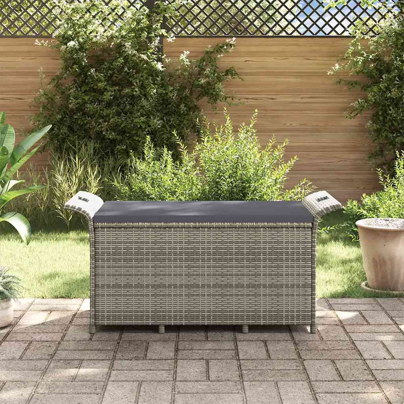 Garden Bench with Cushion Grey 116x46x57 cm Poly Rattan