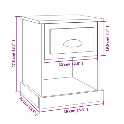 Bedside Cabinet White 39x39x47.5 cm Engineered Wood