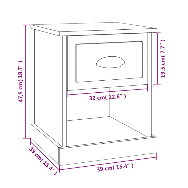 Bedside Cabinets 2 pcs Black 39x39x47.5 cm Engineered Wood