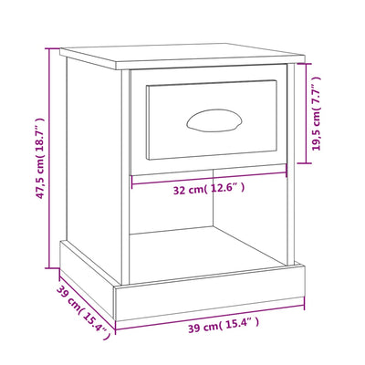 Bedside Cabinet High Gloss White 39x39x47.5 cm Engineered Wood