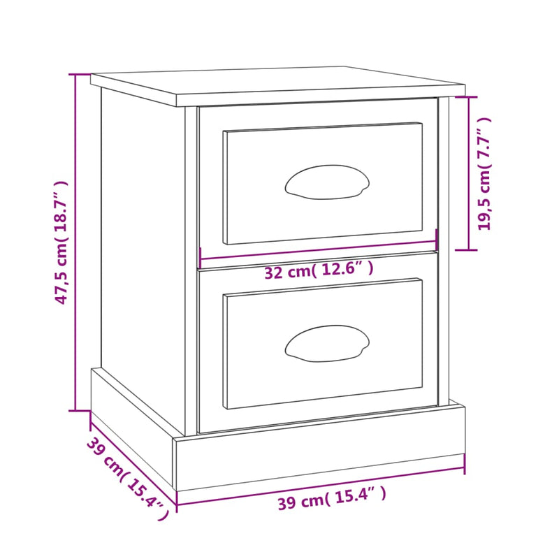 Bedside Cabinet High Gloss White 39x39x47.5 cm Engineered Wood