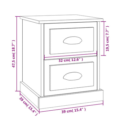 Bedside Cabinet Brown Oak 39x39x47.5 cm Engineered Wood