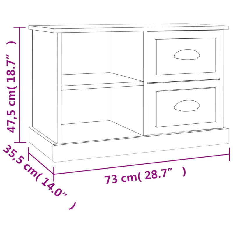 TV Cabinet Black 73x35.5x47.5 cm Engineered Wood