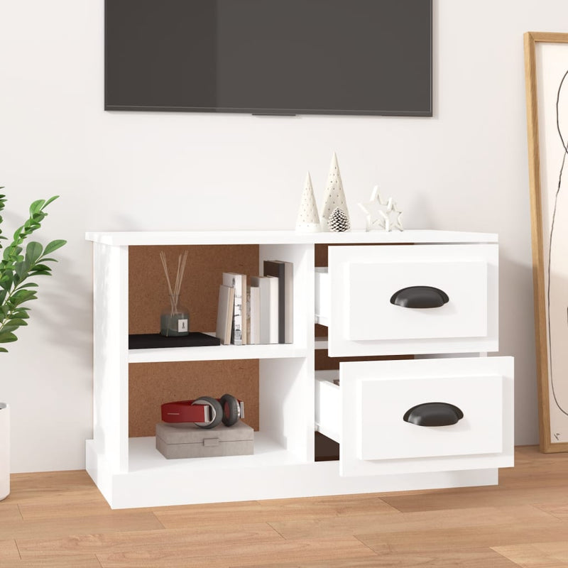 TV Cabinet High Gloss White 73x35.5x47.5 cm Engineered Wood