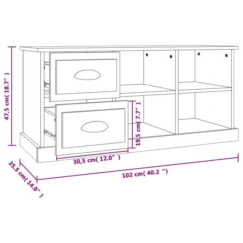 TV Cabinet Sonoma Oak 102x35.5x47.5 cm Engineered Wood