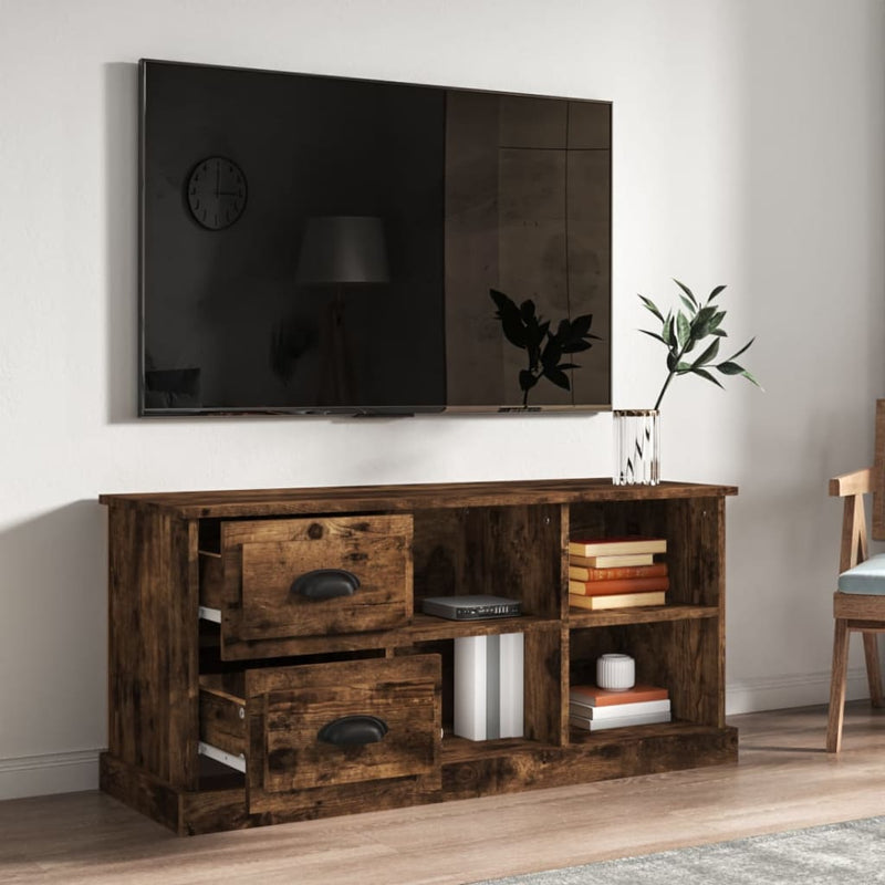 TV Cabinet Smoked Oak 102x35.5x47.5 cm Engineered Wood