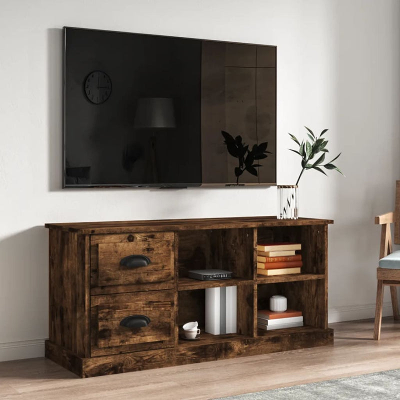 TV Cabinet Smoked Oak 102x35.5x47.5 cm Engineered Wood