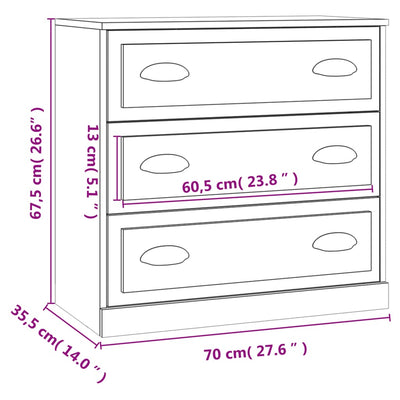 Sideboard High Gloss White 70x35.5x67.5 cm Engineered Wood