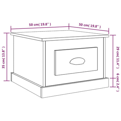 Coffee Table White 50x50x35 cm Engineered Wood