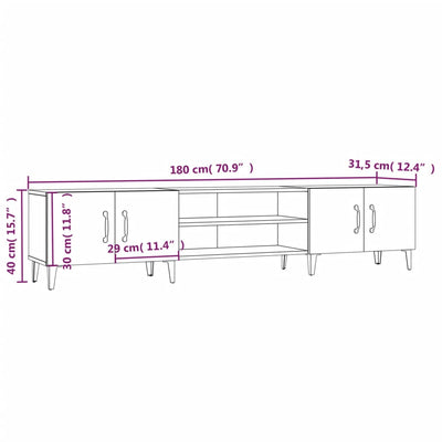 TV Cabinet Black 180x31.5x40 cm Engineered Wood