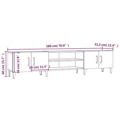 TV Cabinet Smoked Oak 180x31.5x40 cm Engineered Wood
