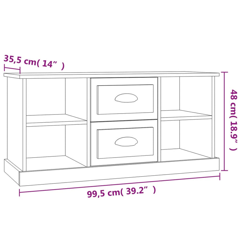 TV Cabinet White 99.5x35.5x48 cm Engineered Wood