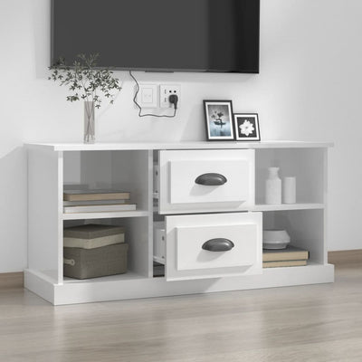 TV Cabinet High Gloss White 99.5x35.5x48 cm Engineered Wood