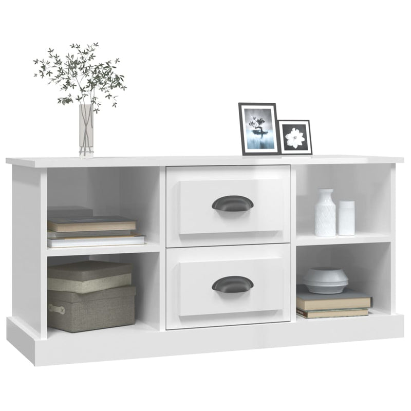 TV Cabinet High Gloss White 99.5x35.5x48 cm Engineered Wood