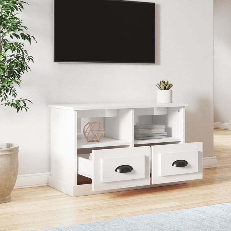 TV Cabinet High Gloss White 80x35x50 cm Engineered Wood