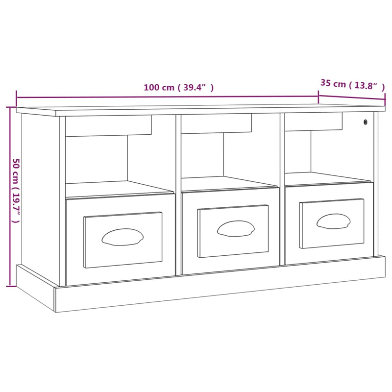 TV Cabinet Smoked Oak 100x35x50 cm Engineered Wood