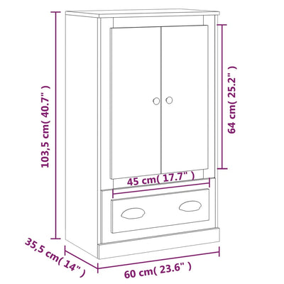 Highboard White 60x35.5x103.5 cm Engineered Wood