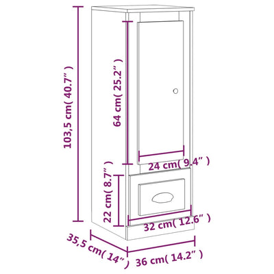 Highboard White 36x35.5x103.5 cm Engineered Wood