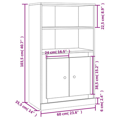 Highboard Black 60x35.5x103.5 cm Engineered Wood