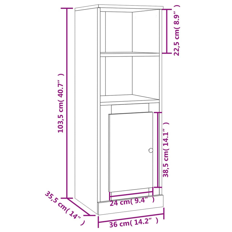 Highboard High Gloss White 36x35.5x103.5 cm Engineered Wood