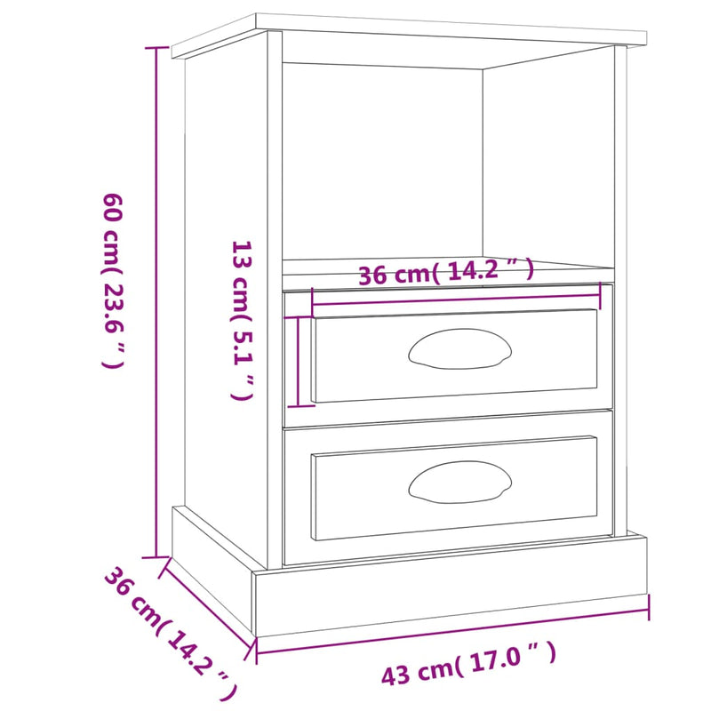 Bedside Cabinets 2 pcs White 43x36x60 cm