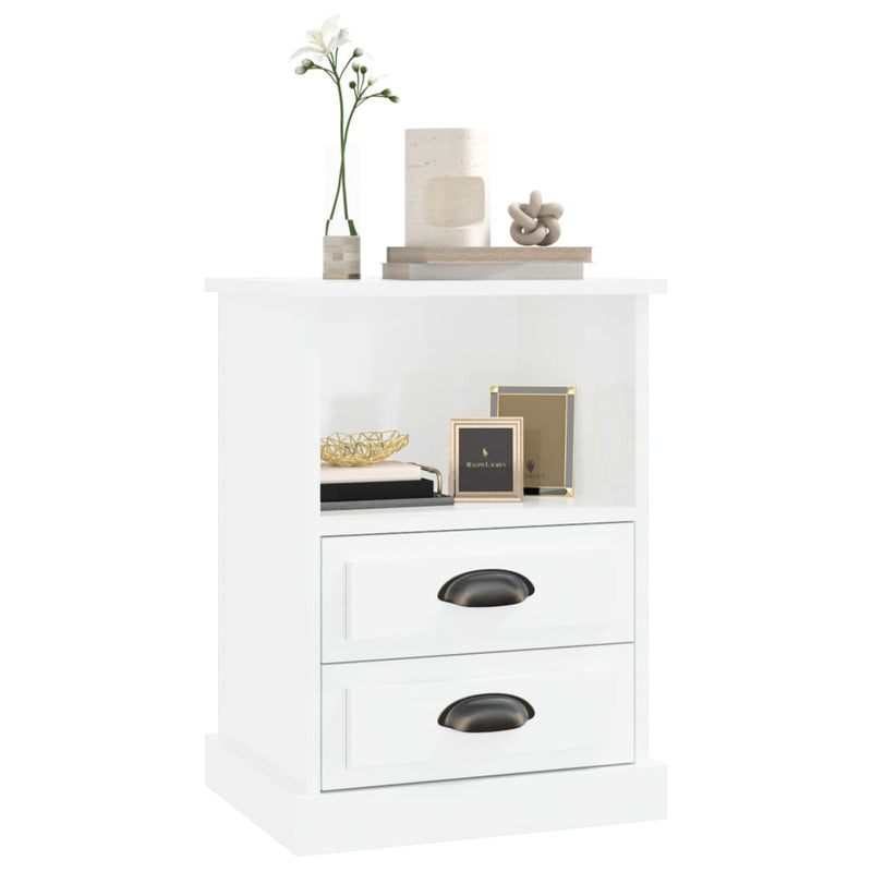 Bedside Cabinets 2 pcs High Gloss White 43x36x60 cm