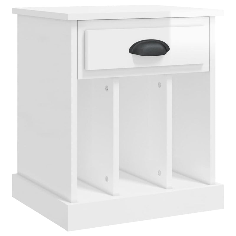 Bedside Cabinet High Gloss White 43x36x50 cm