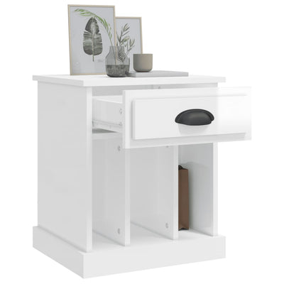 Bedside Cabinet High Gloss White 43x36x50 cm