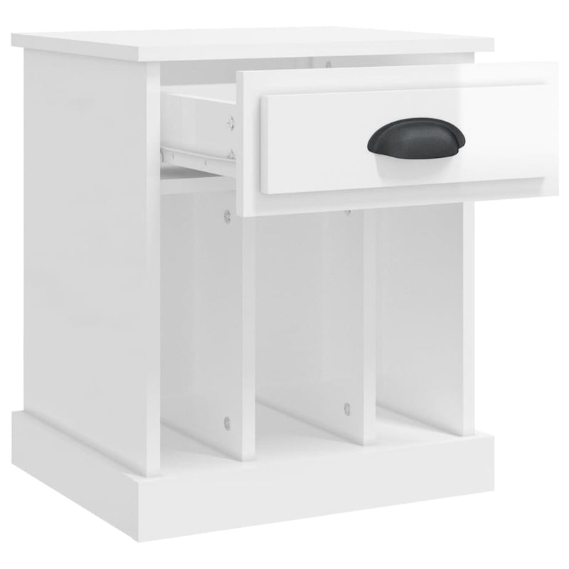 Bedside Cabinet High Gloss White 43x36x50 cm