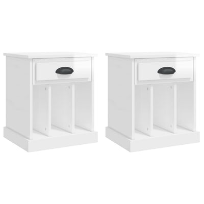 Bedside Cabinets 2 pcs High Gloss White 43x36x50 cm