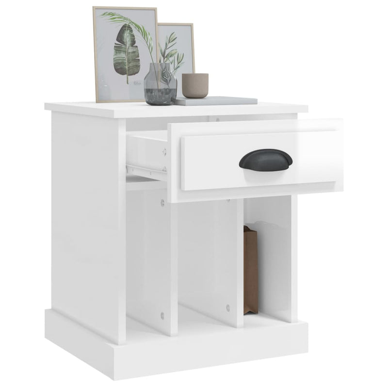 Bedside Cabinets 2 pcs High Gloss White 43x36x50 cm