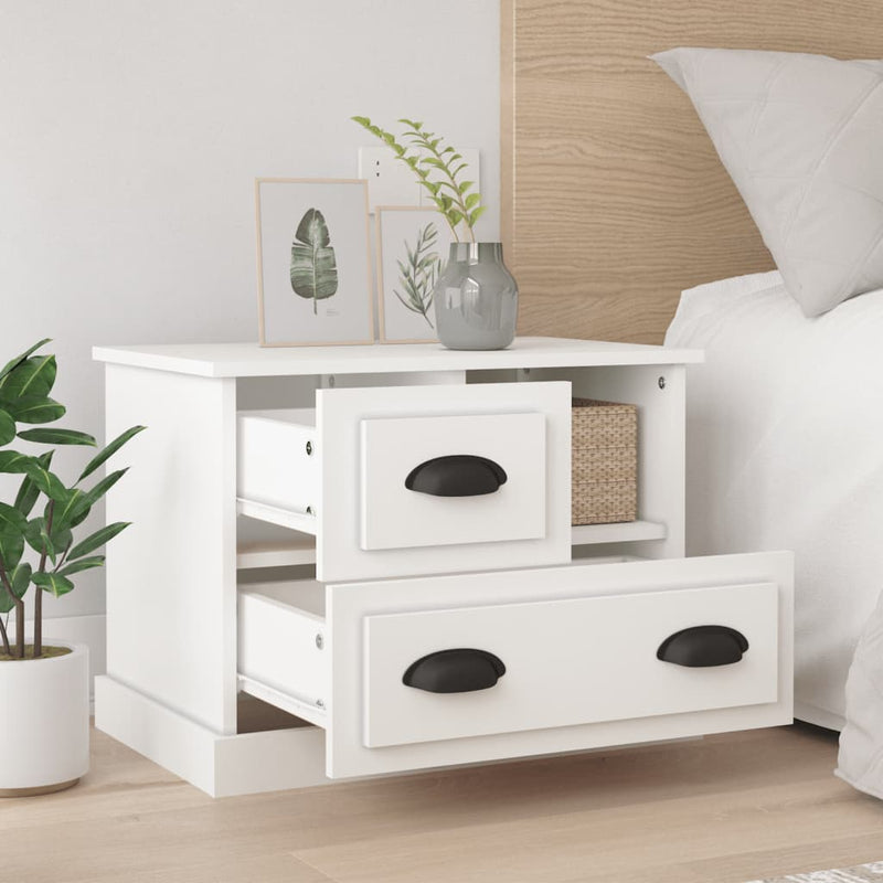 Bedside Cabinet White 60x39x45 cm