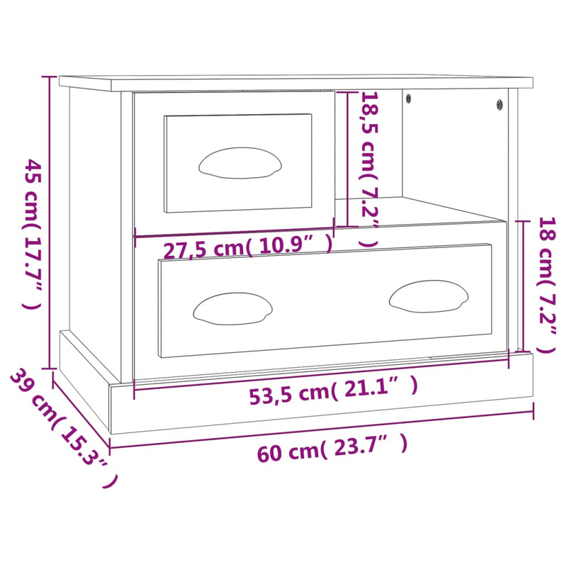 Bedside Cabinet Black 60x39x45 cm