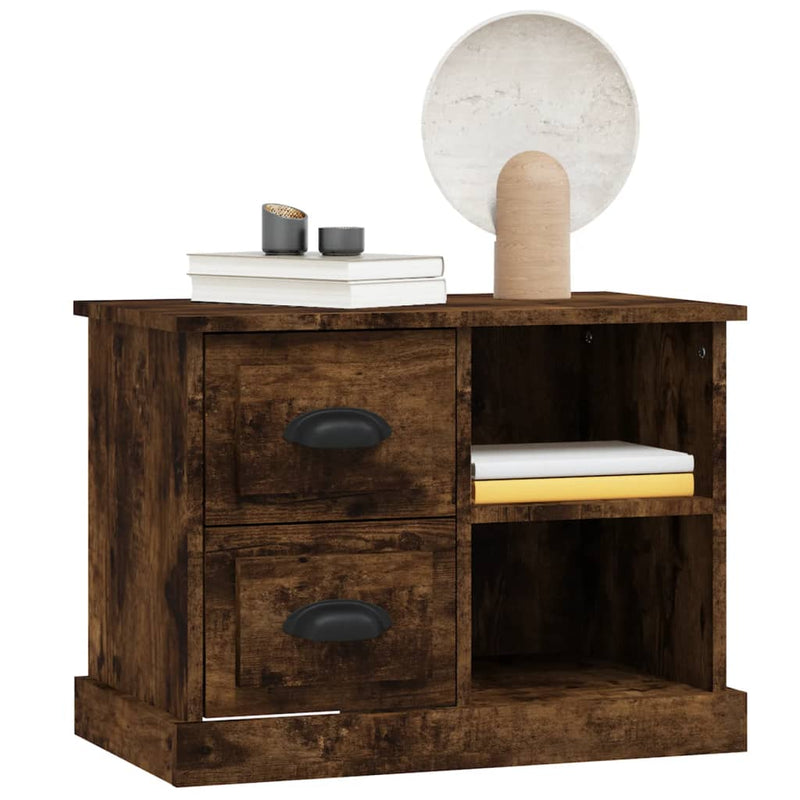 Bedside Cabinet Smoked Oak 60x35.5x45 cm