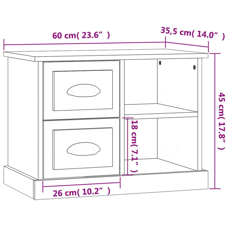 Bedside Cabinet Smoked Oak 60x35.5x45 cm