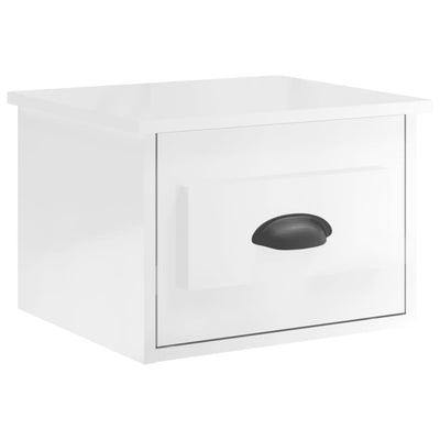 Wall-mounted Bedside Cabinet High Gloss White 41.5x36x28cm