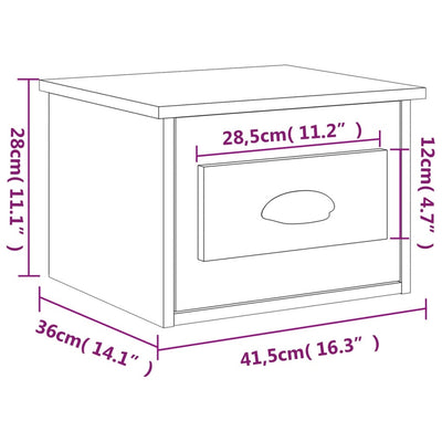 Wall-mounted Bedside Cabinets 2 pcs Concrete Grey 41.5x36x28cm