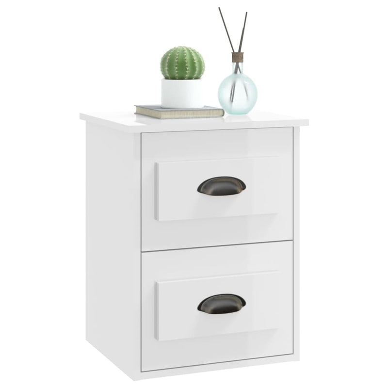 Wall-mounted Bedside Cabinets 2 pcs High Gloss White 41.5x36x53cm