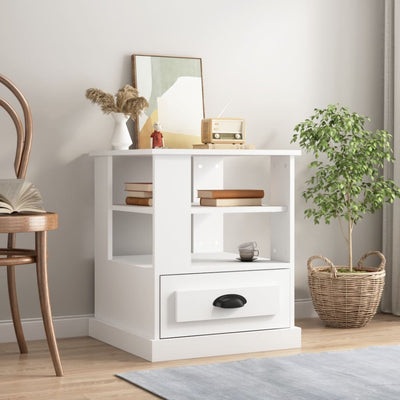 Side Table White 50x50x60 cm Engineered Wood